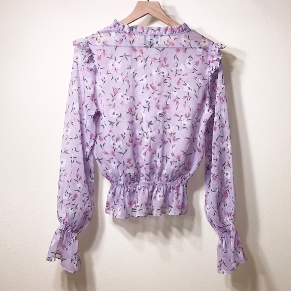 Lumiere Floral Light Pink Purple Blouse - Picture 2 of 8